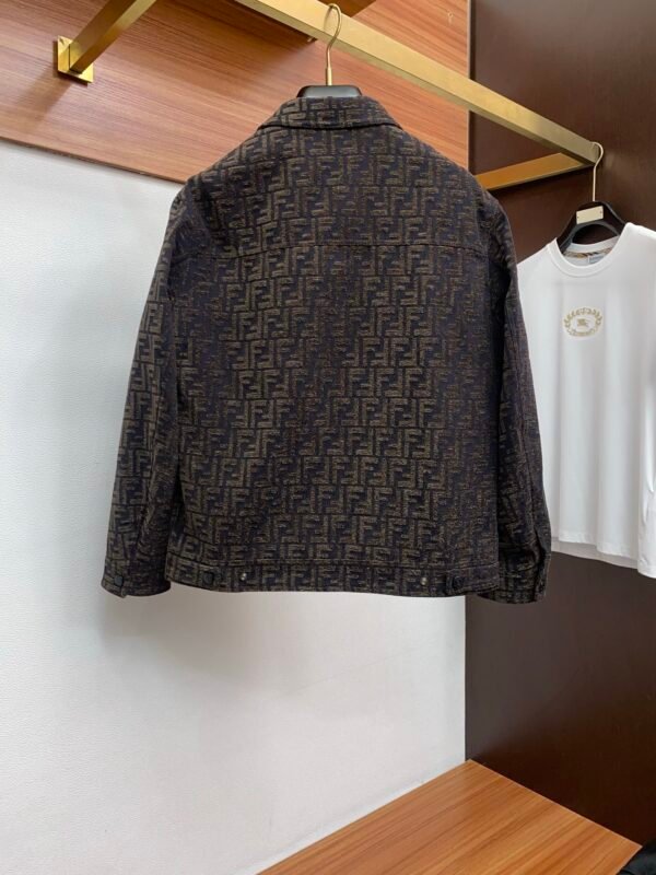 FND All-Over Pattern Button-Front Jacket - Dark Brown