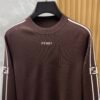 c866c206 FND Crew Neck Jumper with Contrast Sleeve Stripe Detail - Brown