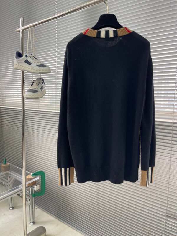 BRBY Striped Ribbed Crew Neck Knit Jumper - Black