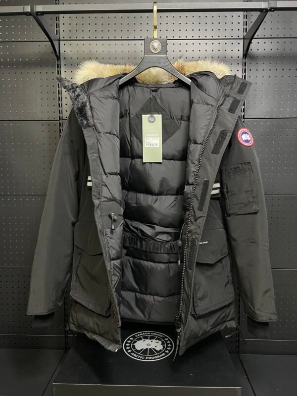 CG Utility Parka Coat with Fur-Trim Hood - Black