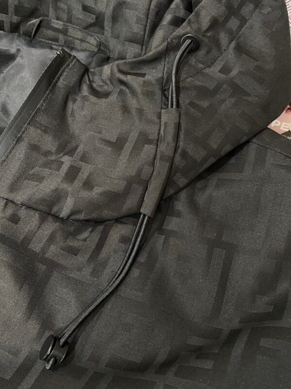 FND All-Over Monogram Hooded Zip-Up Jacket - Black