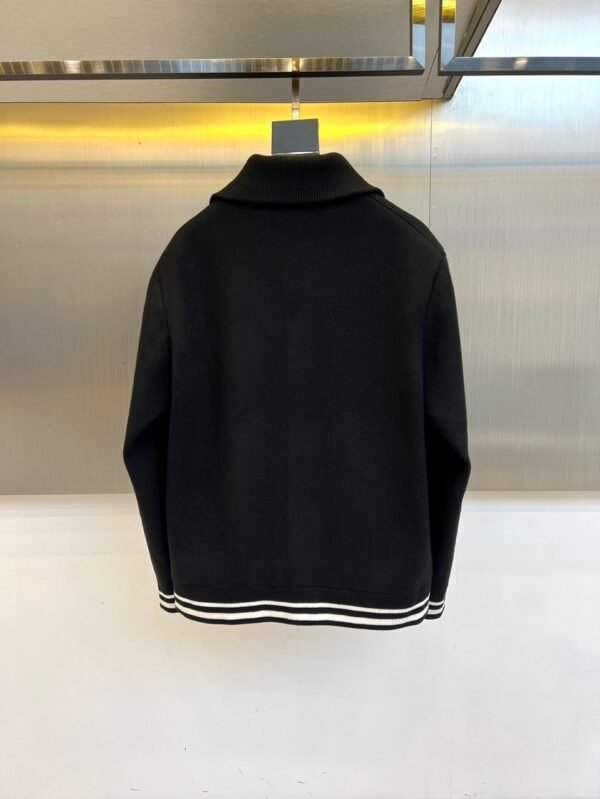 FND Ribbed Collar Button-Front Jacket - Black