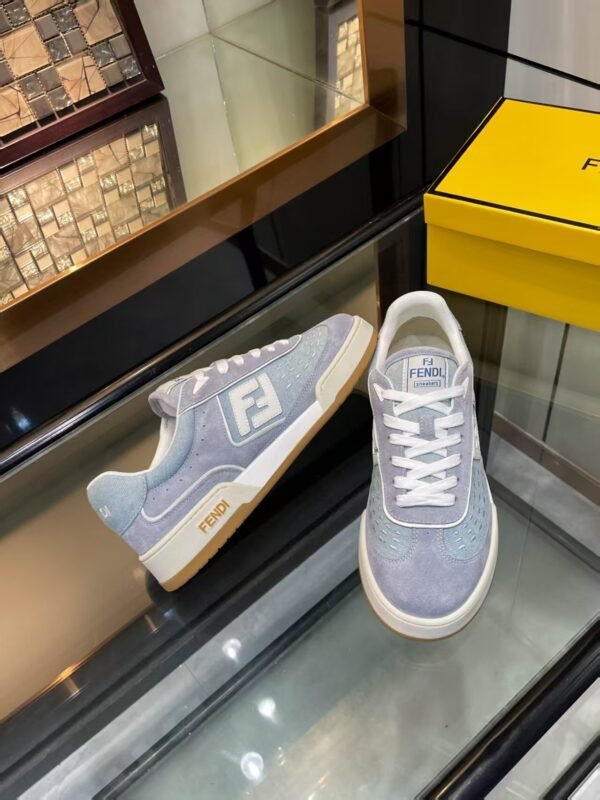 cdcb2674 FND Low-Top Trainers with Logo Panel - Soft Grey/Light Blue