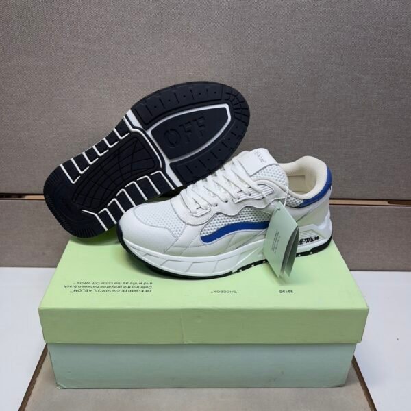 OFFW White Trainers with Blue Accent