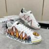 DG White Low-Top Trainers with Multicolour Graphic Prints
