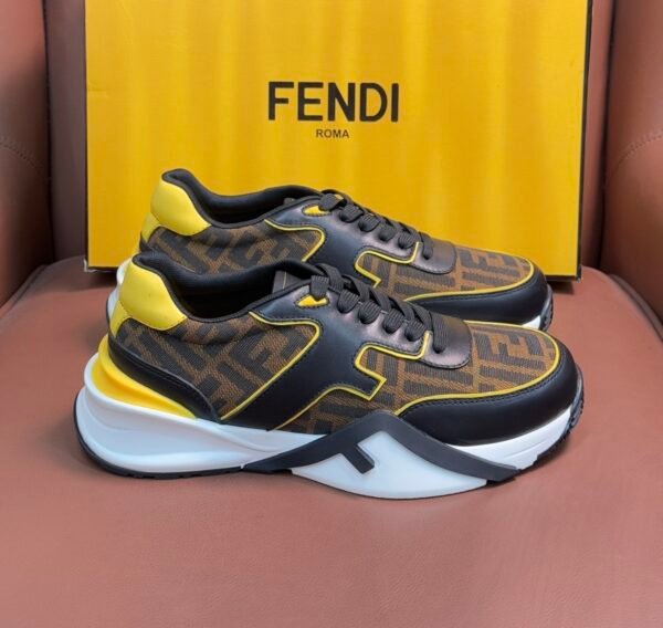 FND Monogram Trainers with Yellow Details - Black/Brown