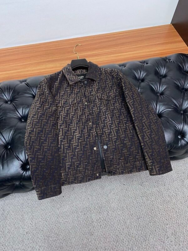 FND All-Over Pattern Button-Front Jacket - Dark Brown