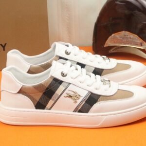 BRBY Low-Top Trainers with Check Side Panels - White