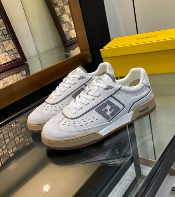 d697513c FND Low-Top Trainers with Logo Panel - White / Light Grey