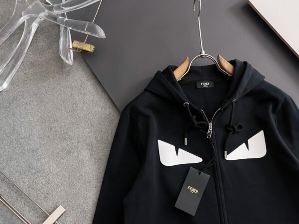 FND Zip-Up Hooded Jacket with Eye Graphic Details