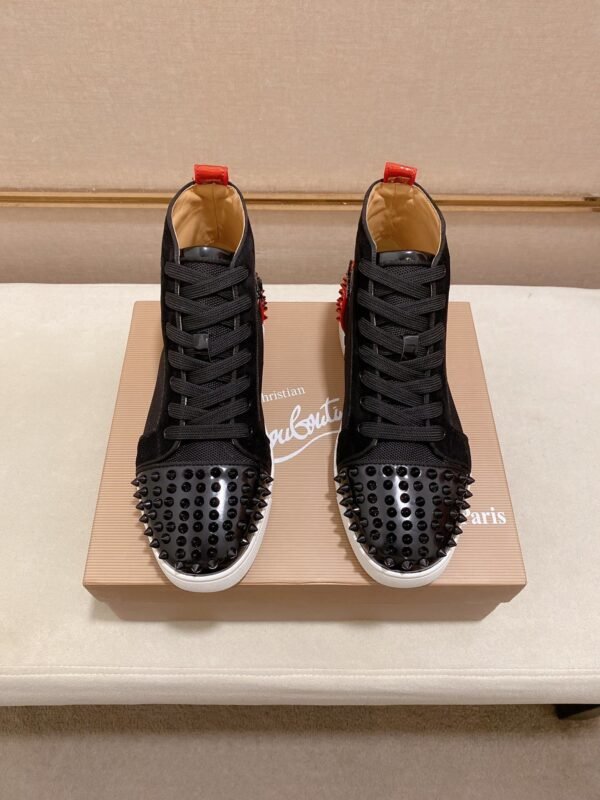 CLB High-Top Trainers with Studded Toe and Red Heel Accent - Black