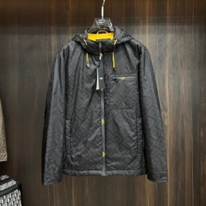 d784bc7f FND All-Over Monogram Hooded Zip-Up Jacket - Black