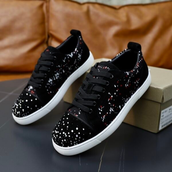 CLB Low-Top Trainers with Paint Splatter Details - Black