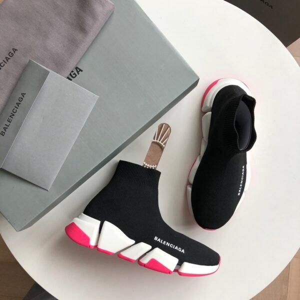 BLNCG Sock-Style Trainers with Contrast Sole - Black/Pink