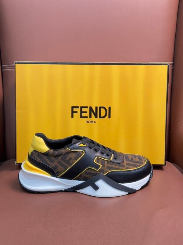 FND Monogram Trainers with Yellow Details - Black/Brown