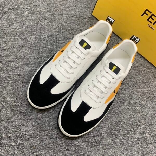 FND Low-Top Trainers with Contrast Yellow Panels - Black/White