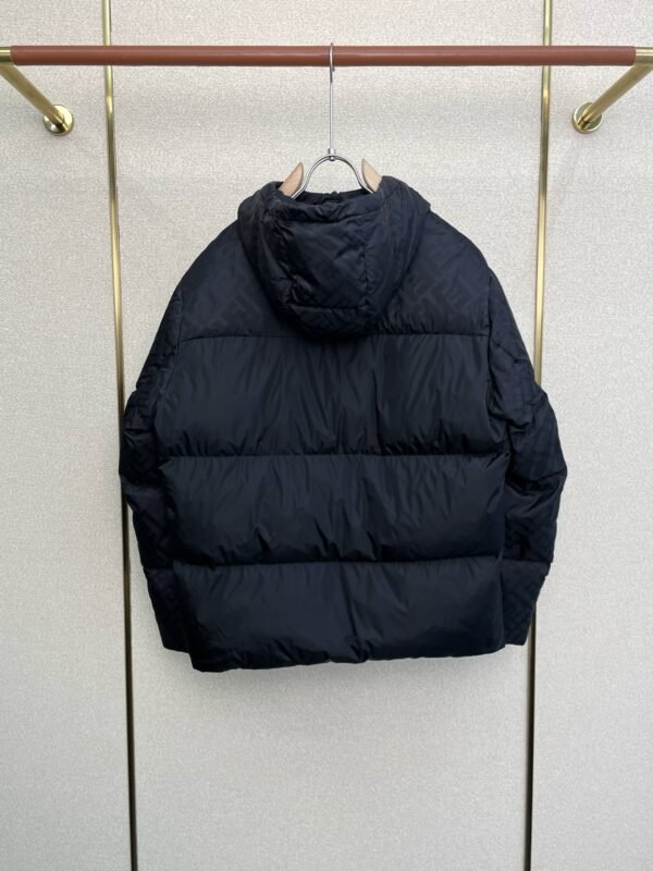 FND Hooded Puffer Jacket with Contrast Lining - Navy Blue