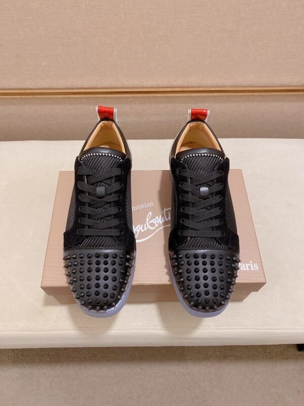 CLB Trainers with Studded Toe Detail and Red Heel Accent - Black