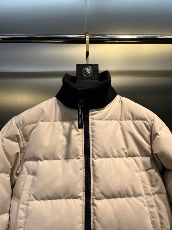 CG Puffer Jacket with Ribbed Collar - White