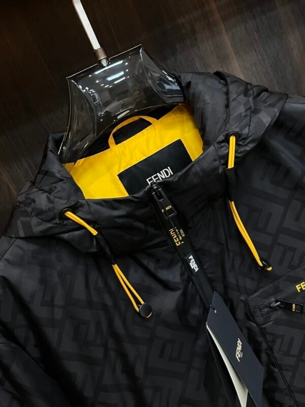 FND All-Over Monogram Hooded Zip-Up Jacket - Black