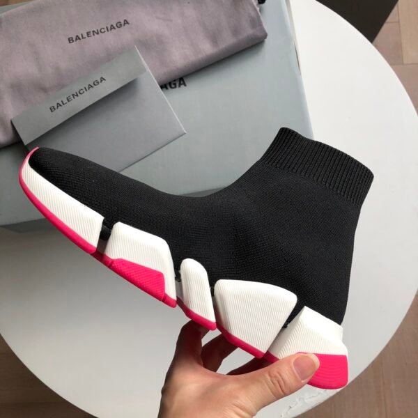 BLNCG Sock-Style Trainers with Contrast Sole - Black/Pink