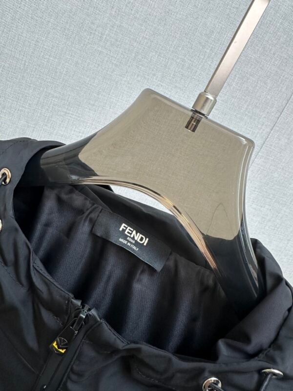 FND Hooded Zip-Up Jacket with Mesh Panel Detail - Black