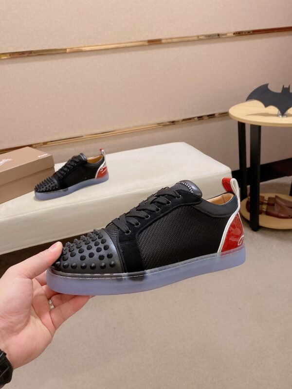 CLB Trainers with Studded Toe Detail and Red Heel Accent - Black