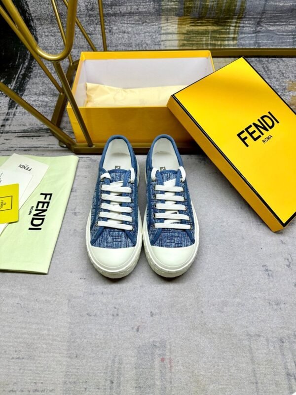 e1872ffe FND Low-Top Trainers with Subtle All-Over Logo Textured - Blue