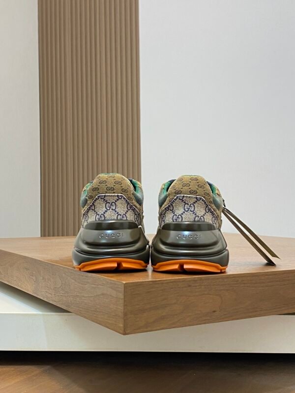 GCCI Trainers with All-Over Monogram Pattern - Red/Beige