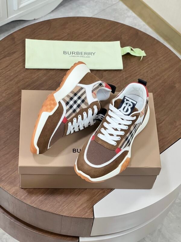 BRBY Low-Top Trainers with Check Side Panels - Brown