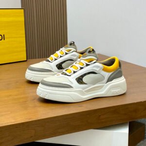 e40780d8 FND Low-Top Trainers with Subtle Yellow Accents - Grey/White