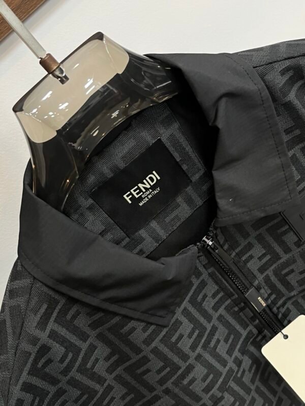 FND All-Over Pattern Zip-Up Jacket - Black