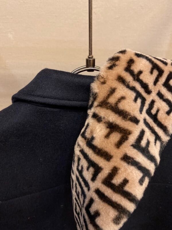 FND Zip-Up Jacket with Faux Fur Monogram Collar - Black