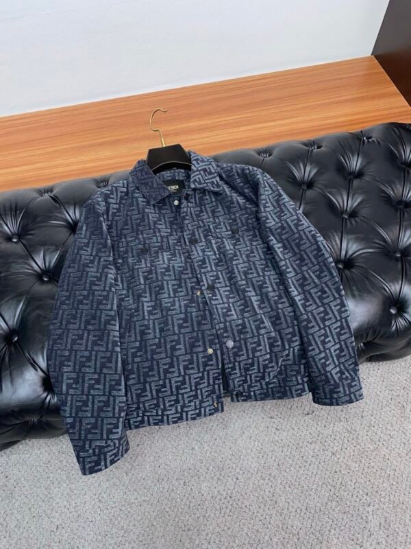 FND All-Over Pattern Button-Front Jacket - Navy Blue