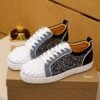 CLB Trainers with Studded Toe and Crystal-Effect Side Panels - Black/White