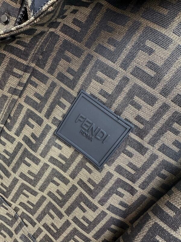 FND All-Over Pattern Zip-Up Jacket - Dark Brown