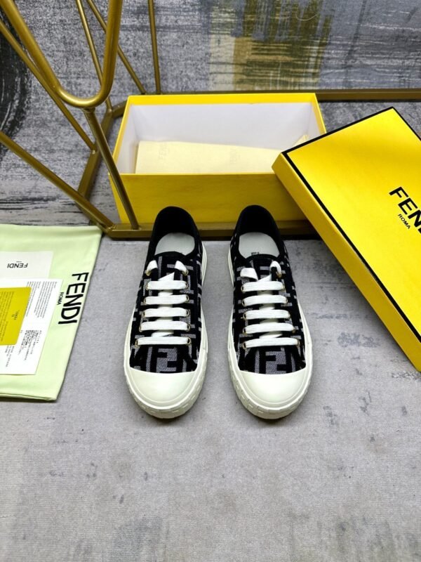 e8149dcf FND Low-Top Trainers with All-Over Logo Pattern - Black