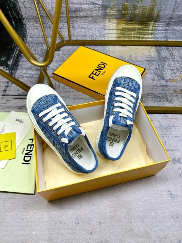 e81c0174 FND Low-Top Trainers with Subtle All-Over Logo Textured - Blue