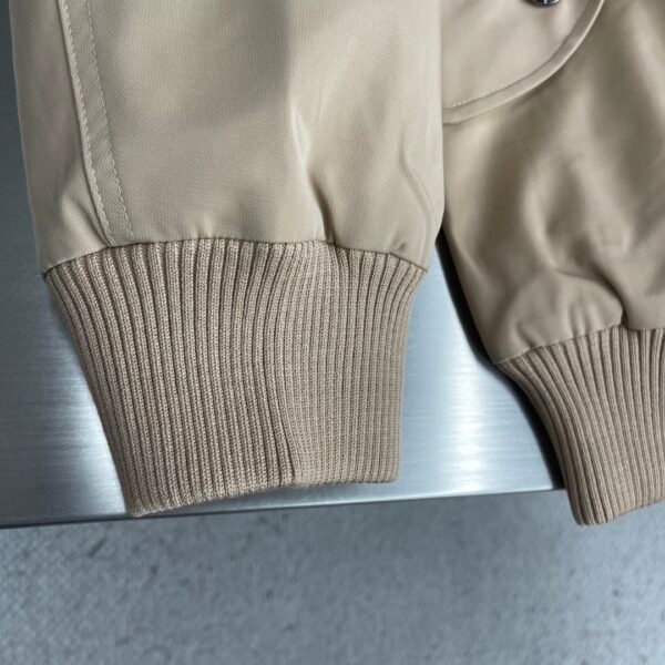 BRBY Zip-Up Jacket with Ribbed Collar - Light Beige