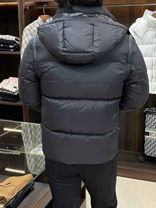 FND Hooded Puffer Jacket with Contrast Lining - Black