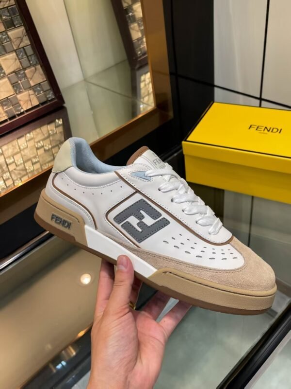 e9cfd455 FND Low-Top Trainers with Logo Panel - White/ Sand Beige