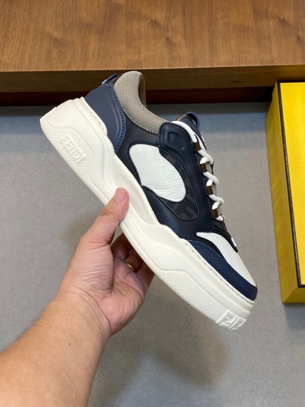 FND Low-Top Trainers with Subtle Brown Accents - Navy/White