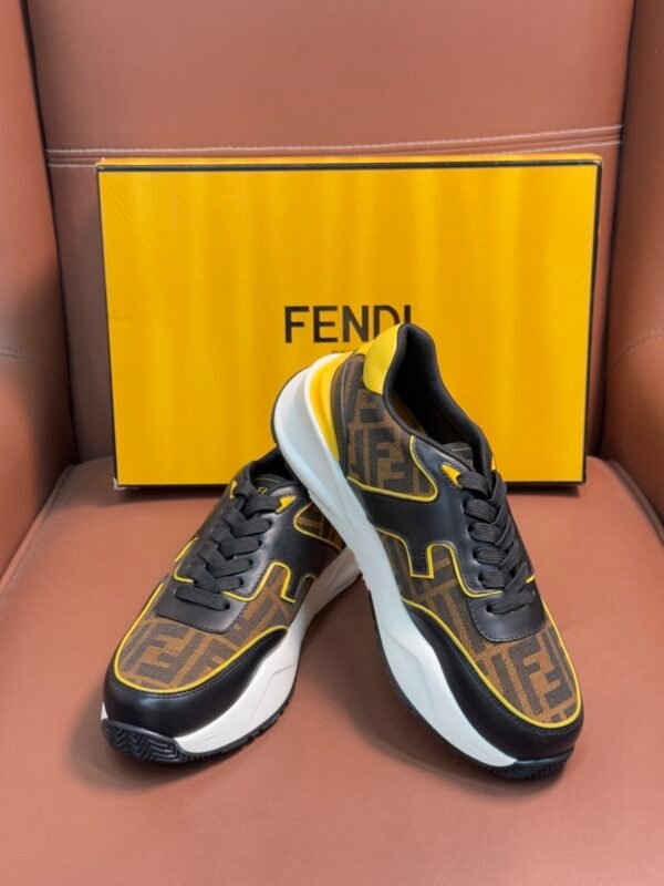 FND Monogram Trainers with Yellow Details - Black/Brown