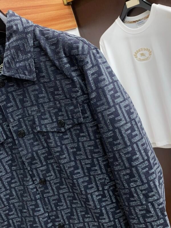 FND All-Over Pattern Button-Front Jacket - Navy Blue