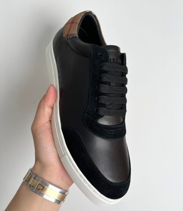 BRBY Trainers with Check Heel Accent - Black