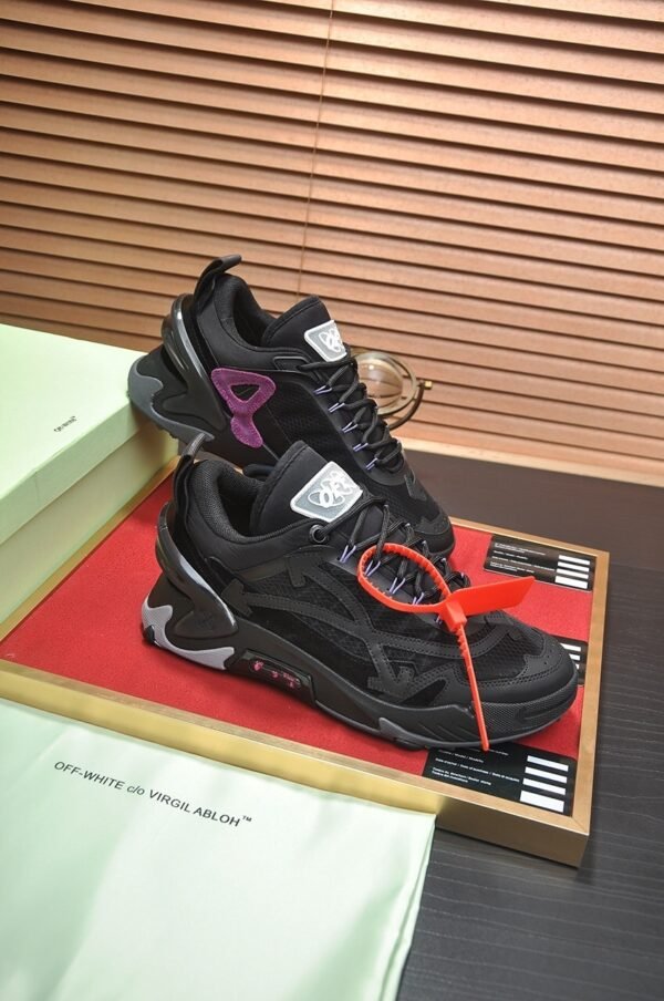 OFFW Chunky Trainers with Layered Panel Details - Black