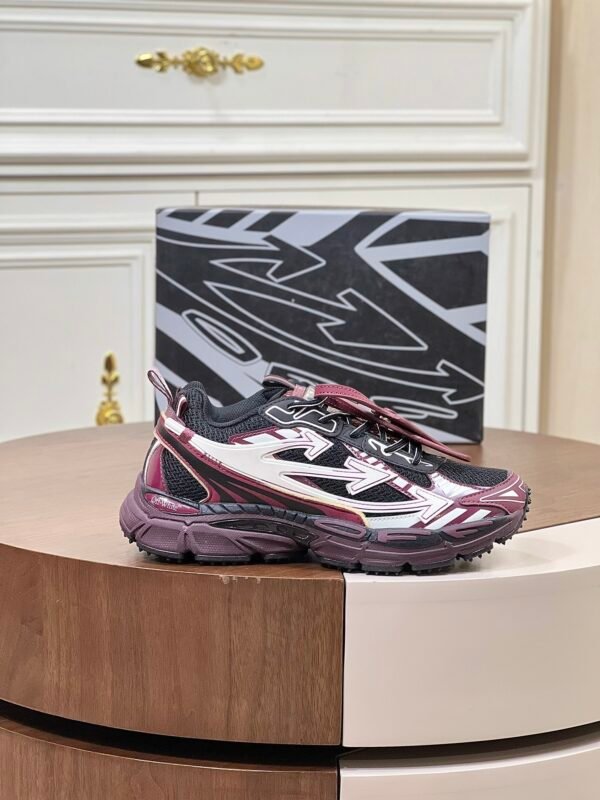 edee799f OFFW Mesh Trainers with Graphic Panel Details - Burgundy/Black