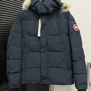 CG Hooded Puffer Jacket with Faux Fur Trim - Navy Blue