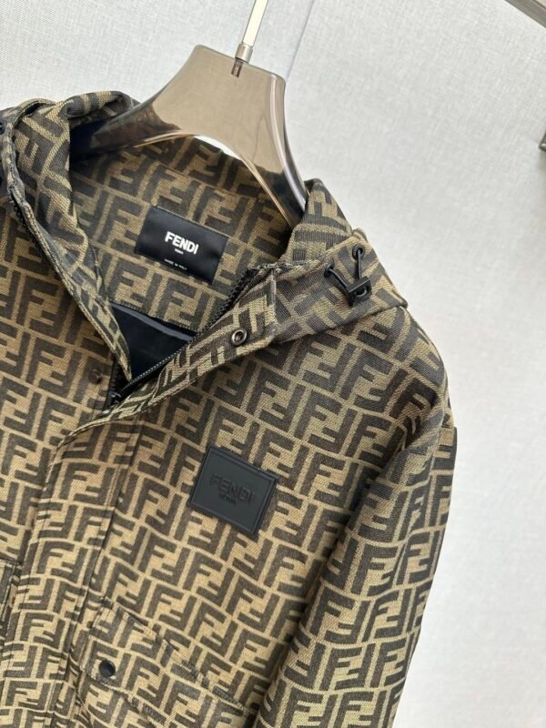 FND All-Over Pattern Zip-Up Jacket - Dark Brown