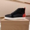 CLB High-Top Trainers with Studded Toe and Red Heel Accent - Black